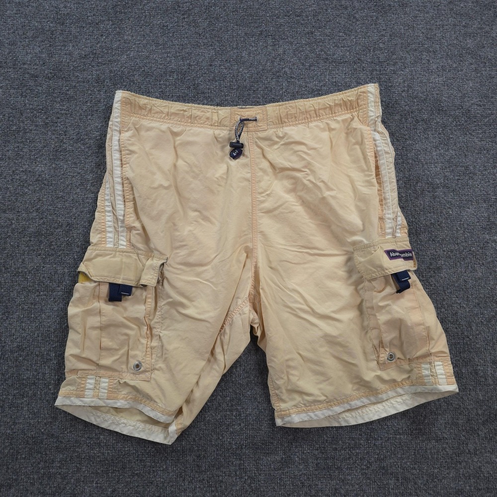 Vintage Abercrombie & Fitch Shorts Mens M Beige Cargo Paratrooper Lined Y2K
